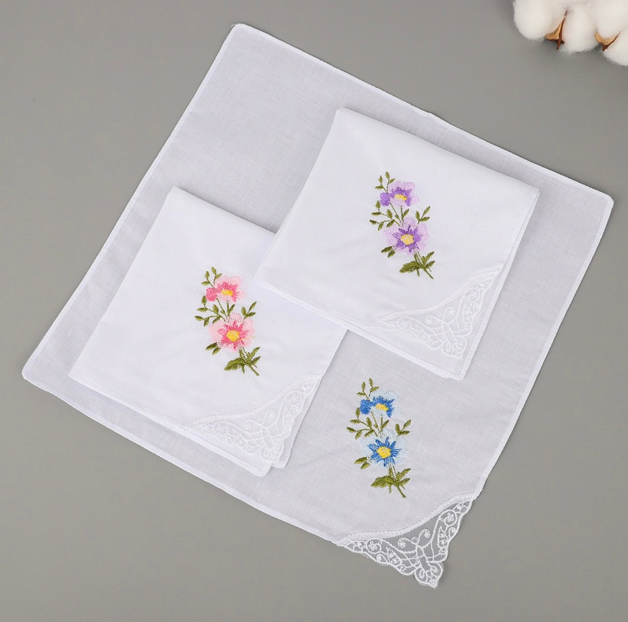 Ladies Floral Handkerchiefs ( Set of 10)