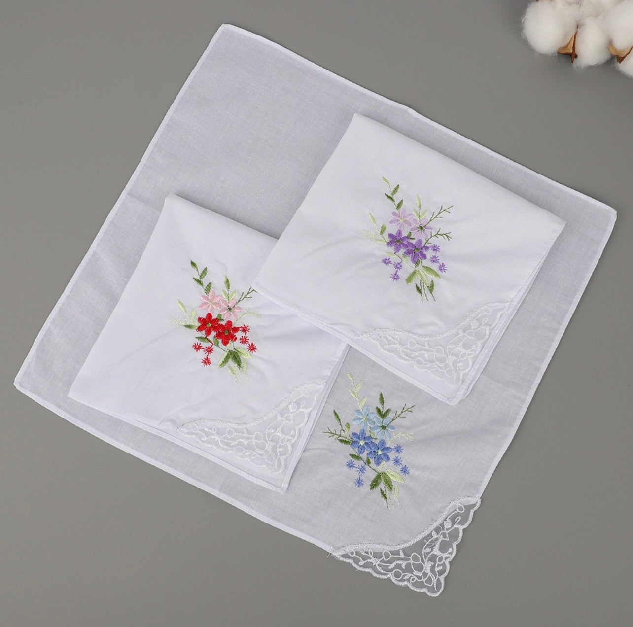 Ladies Floral Handkerchiefs ( Set of 10)