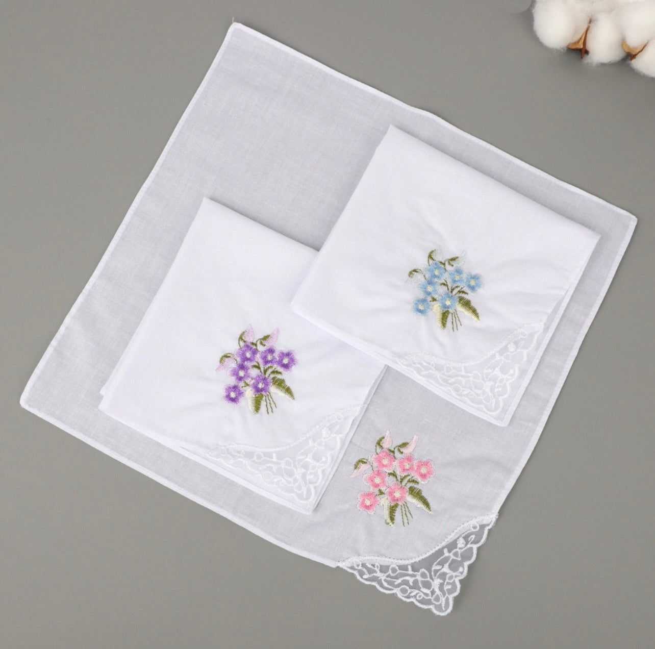 Ladies Floral Handkerchiefs ( Set of 10)