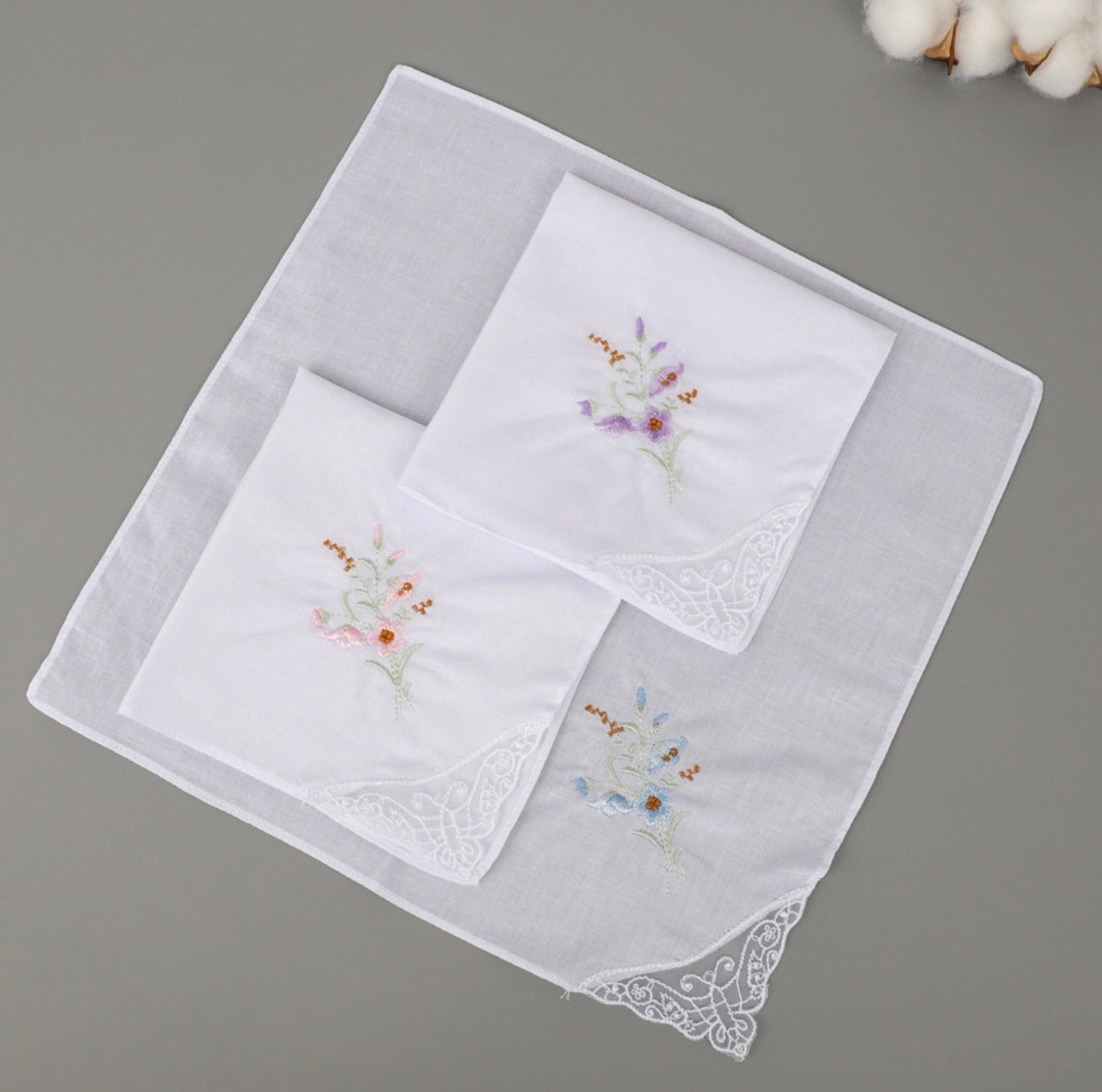 Ladies Floral Handkerchiefs ( Set of 10)